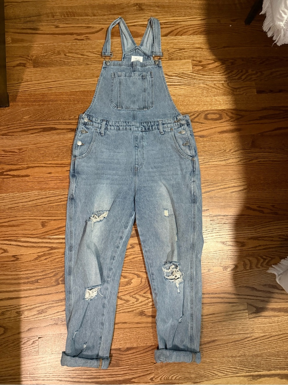 Vici Light Blue Distressed Denim Overalls